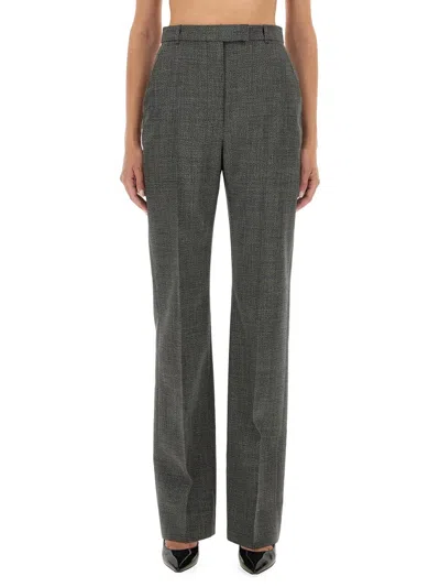 Alexander Mcqueen Straight-leg Tailored Pants With Subtle Check Pattern In Gray
