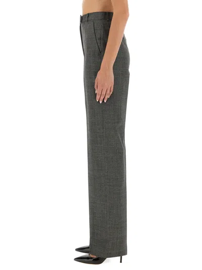 Alexander Mcqueen Straight-leg Tailored Pants With Subtle Check Pattern In Gray
