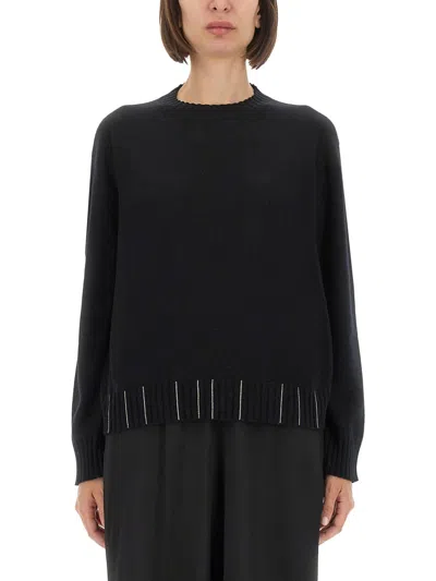 Fabiana Filippi Crew Neck Knitwear Long Sleeves In Black