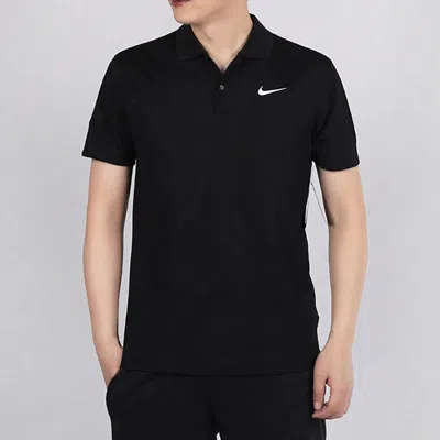 Nike Casual Breathable Solid Color Golf Short Sleeve Polo Shirt Black In Black