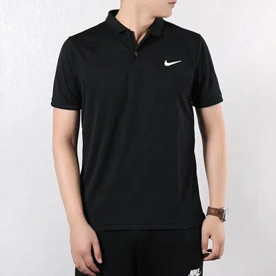 Nike Casual Breathable Solid Color Golf Short Sleeve Polo Shirt Black In Black