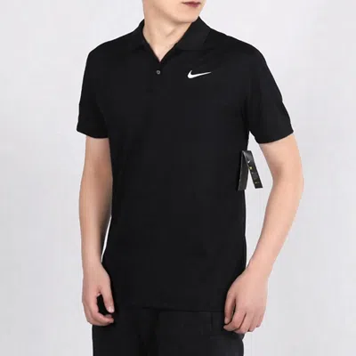 Nike Casual Breathable Solid Color Golf Short Sleeve Polo Shirt Black In Black