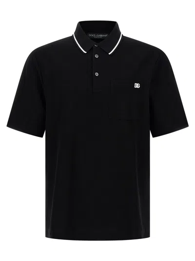 Dolce & Gabbana Cotton Pique Polo In Black