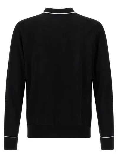 Dolce & Gabbana Logo Crew Neck Sweater With Contrasting Trims In Black
