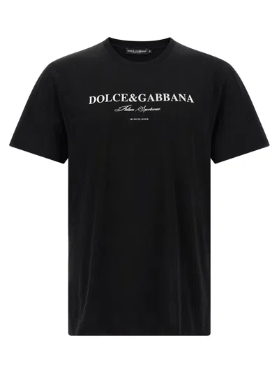 Dolce & Gabbana Graphic Crew Neck T-shirt With Short Sleeves In Black