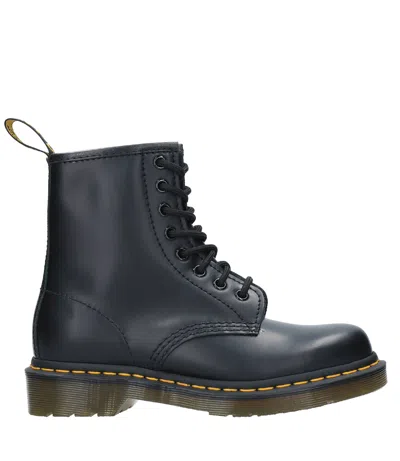 Dr. Martens Smooth Leather Quad Platform Boots In Black In Black