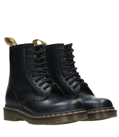 Dr. Martens Smooth Leather Quad Platform Boots In Black In Black