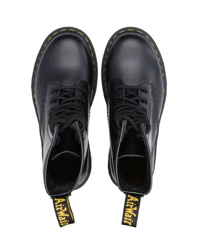 Dr. Martens Smooth Leather Quad Platform Boots In Black In Black