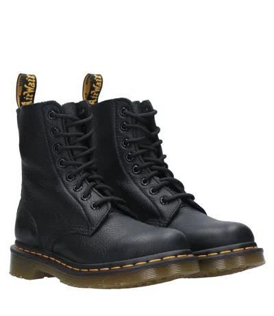 Dr. Martens Smooth Leather Quad Platform Boots In Black In Black