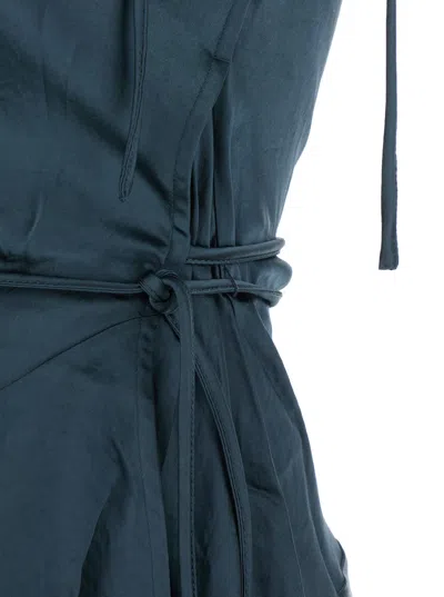 Acne Studios Satin Lace-trim Midi Dress In Blue