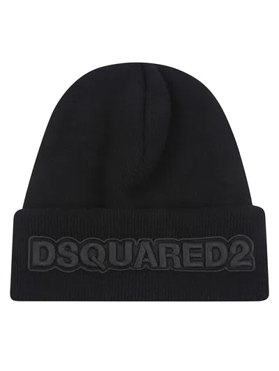 Dsquared2 Dsquared Black Wool Beanie Hat In Black