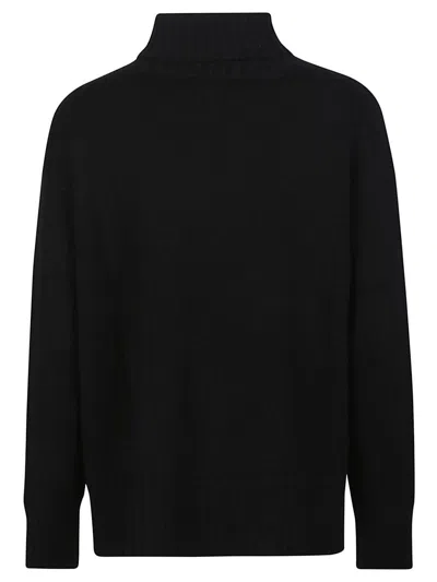 Drumohr Long Sleeves Turtle Neck Oversized Sweater In Black