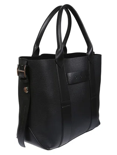 Hogan Handbag With Textured Finish And Double Handle In Black