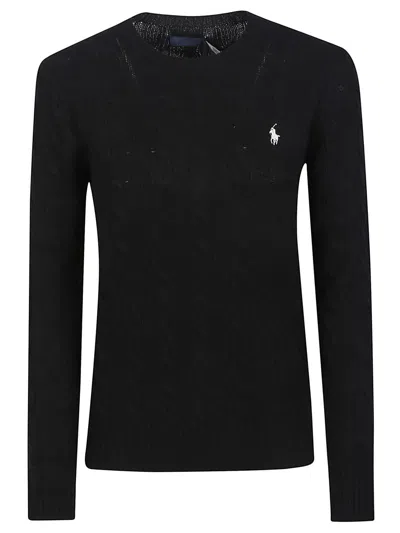 Polo Ralph Lauren Cable Wool And Cashmere Crewneck Jumper In Black
