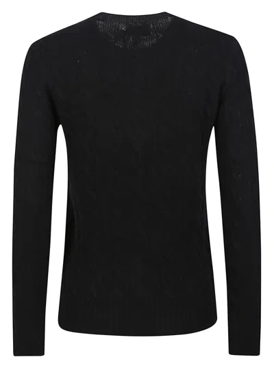 Polo Ralph Lauren Cable Wool And Cashmere Crewneck Jumper In Black