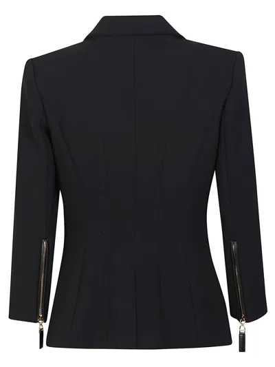 Elisabetta Franchi Tailored Blazer With Padded Shoulders And Peak Lapels In Black