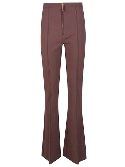Elisabetta Franchi Flared Brown Trousers With High Waist In Burgundy