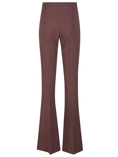 Elisabetta Franchi Flared Brown Trousers With High Waist In Burgundy