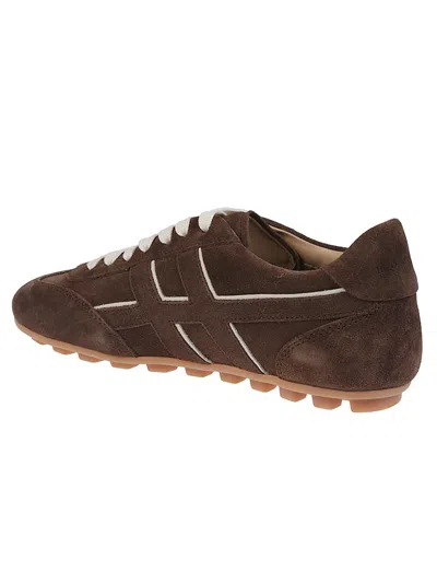Hogan Suede Upper Sneakers With Contrasting Stitching In Brown