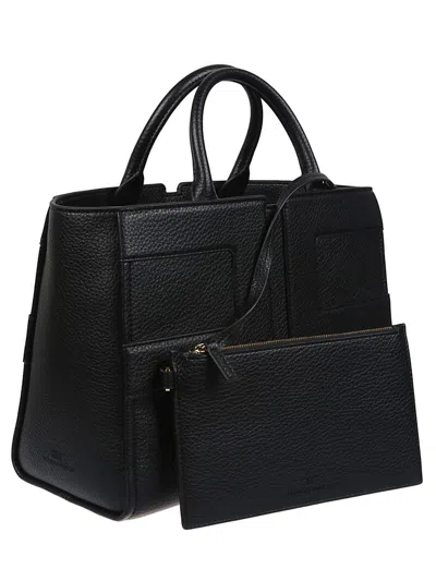 Elisabetta Franchi Structured Black Handbag With Versatile Carrying Options In Black