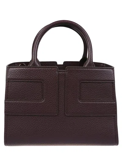 Elisabetta Franchi Structured Bordeaux Handbag With Geometric Stitching Details In Red