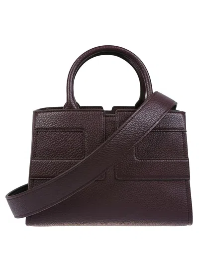 Elisabetta Franchi Structured Bordeaux Handbag With Geometric Stitching Details In Red