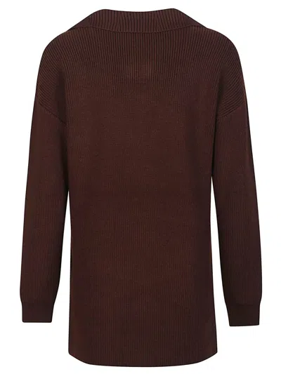 Elisabetta Franchi Sweater In Mixed Wool With A Jewel Strap In Brown
