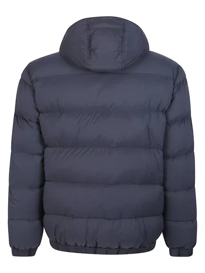 Stone Island Hooded Short Down Outerwear In Blue