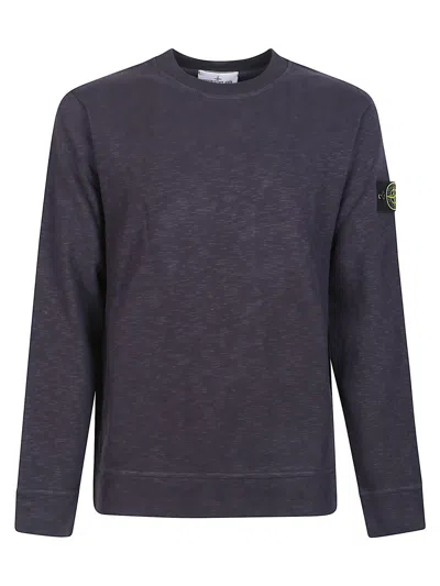 Stone Island Logo Crewneck Sweatshirt In Blue