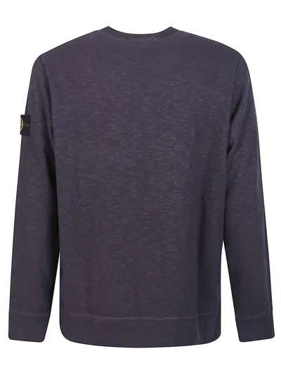Stone Island Logo Crewneck Sweatshirt In Blue