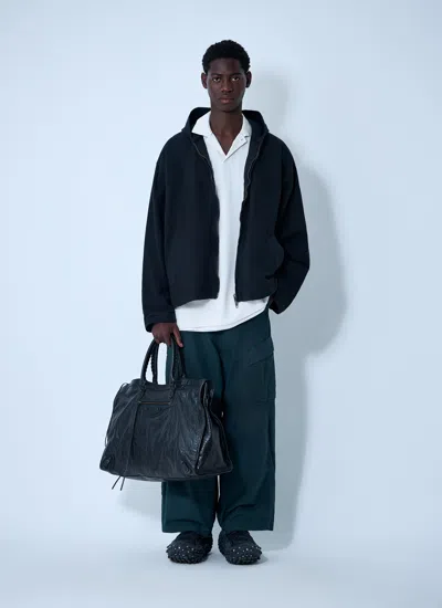 Balenciaga Hooded Zip-up Jacket For Men In Black