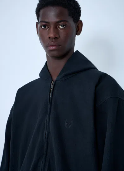 Balenciaga Hooded Zip-up Jacket For Men In Black