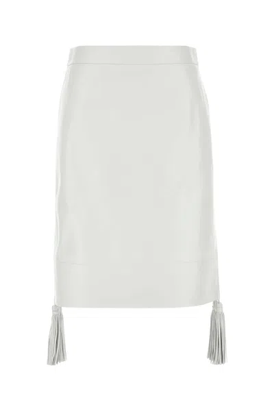 Bottega Veneta Leather Skirt With Tassel And Side Split In White