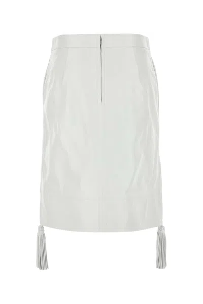 Bottega Veneta Leather Skirt With Tassel And Side Split In White