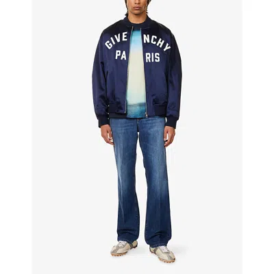 Givenchy Logo Bomber Jacket Puffer Jackets Blue In Multi