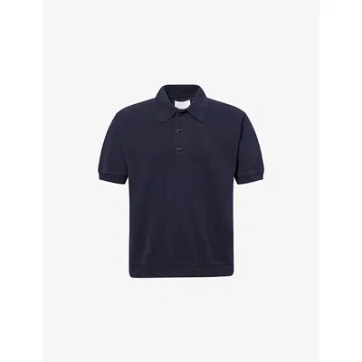 Citizen Of Humanity Mens Navy Piqué Short-sleeve Cotton Polo Shirt In Blue