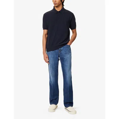 Citizen Of Humanity Mens Navy Piqué Short-sleeve Cotton Polo Shirt In Blue