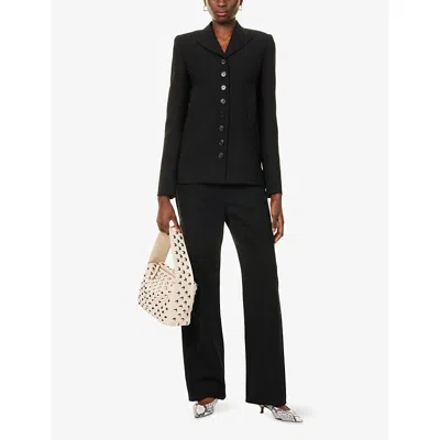 Khaite Bacall Low Rise Straight Jeans In Black