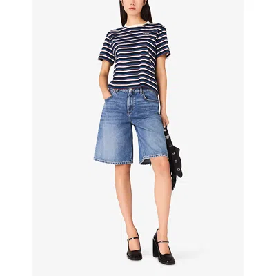 Maje Striped T-shirt In Blue