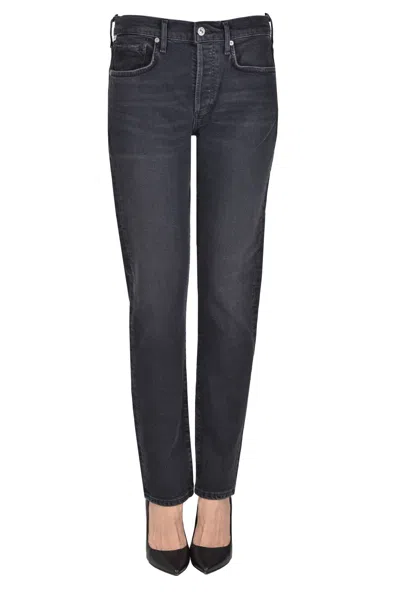 Citizen Of Humanity Ella Mid Rise Slim Crop Jean In Organic Film Noir In Multi