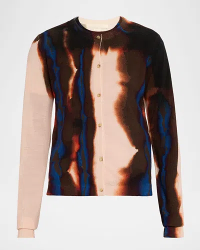 Jason Wu Collection Burned Striped Wool Cardigan In Multi