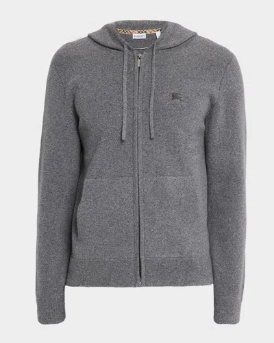 Burberry Cashmere-blend Zip-up Slim Hoodie In Gray