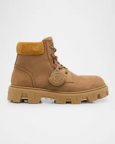 Moncler Peak City Ankle Boots Sneakers Beige In Brown