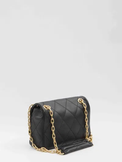 Burberry Black Quilted Crossbody Bag With Ekd Plaque On The Front And Chain-link Shoulder Strap In Leather Wo In Black