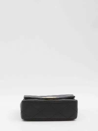 Burberry Black Quilted Crossbody Bag With Ekd Plaque On The Front And Chain-link Shoulder Strap In Leather Wo In Black