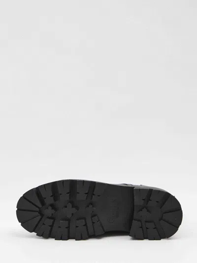 Celine Women Triomphe Derbies Leather Lace-up Shoes In Black