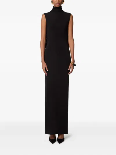 Nina Ricci Draped High-neck Maxi Dress In Black