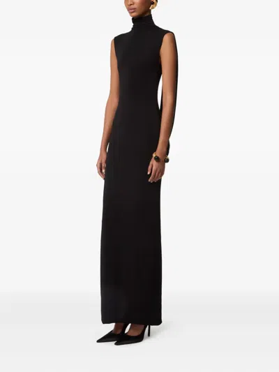 Nina Ricci Draped High-neck Maxi Dress In Black