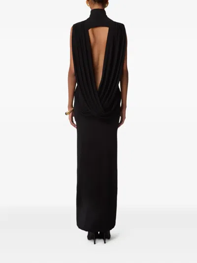 Nina Ricci Draped High-neck Maxi Dress In Black