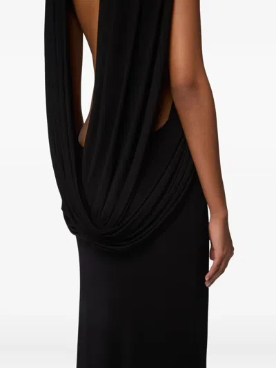 Nina Ricci Draped High-neck Maxi Dress In Black